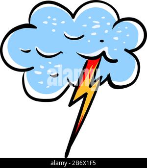 Thunder cloud, illustration, vector on white background. Stock Vector