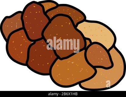Challah bread, illustration, vector on white background. Stock Vector