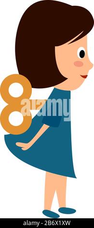 Clockwork doll, illustration, vector on white background. Stock Vector