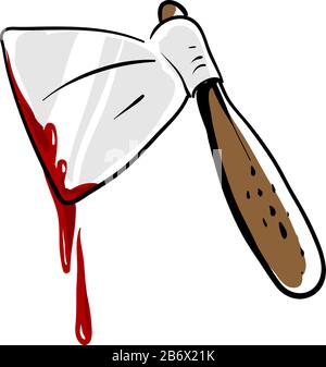 Bloody ax, illustration, vector on white background. Stock Vector