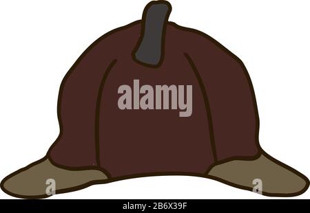 Deerstalker hat, illustration, vector on white background. Stock Vector
