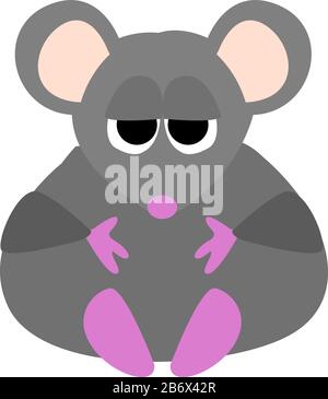 Fat mouse, illustration, vector on white background. Stock Vector