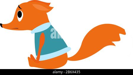 Sad fox, illustration, vector on white background. Stock Vector