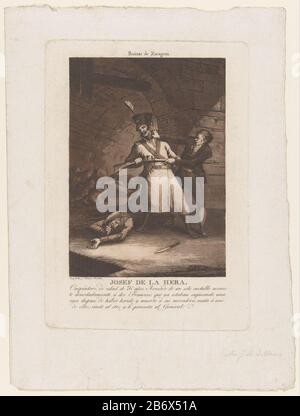 Joseph de la Hera is a French soldier in a vaulted room. On the floor is a second French soldier and killed a Spanish family. Title and four-line Spanish text ondermarge. Manufacturer : printmaker Juan Galvez (listed building) printmaker Fernando Brambila (listed property) Place manufacture: Madrid Date: 1808 - 1814 Material: paper Technique: aquatint / etching dimensions: plate edge: H 330 mm × b 233 mmToelichtingDeze print is part of a series consisting of 36 prints of French attacks in the Spanish city of Zaragoza in 1808. the series was published between 1812 and 1814. Subject: underground Stock Photo