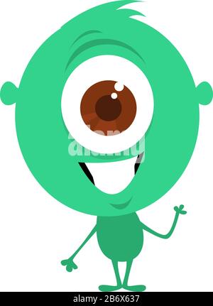 Little monster with one eye, illustration, vector on white background. Stock Vector