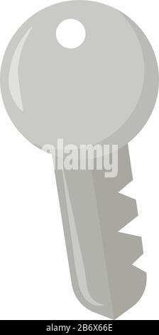 Gray key, illustration, vector on white background. Stock Vector