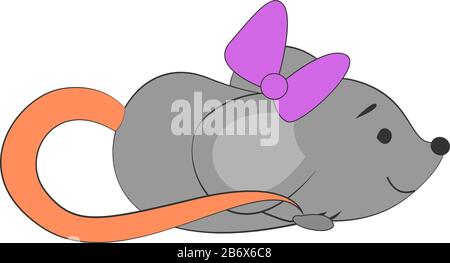 Gray mouse, illustration, vector on white background. Stock Vector