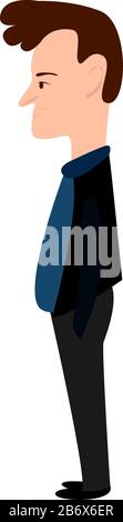 Man in leather jacket, illustration, vector on white background. Stock Vector