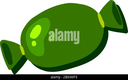 Green wrapped candy, illustration, vector on white background. Stock Vector