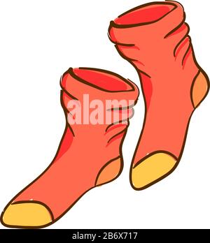 Orange socks, illustration, vector on white background. Stock Vector