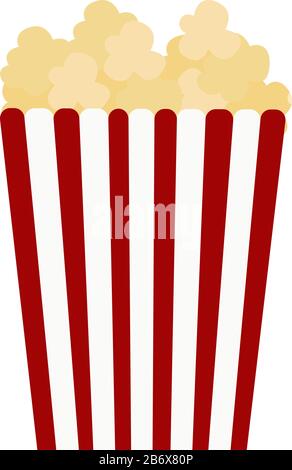 Pop corn, illustration, vector on white background. Stock Vector