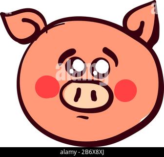 Sad little pig, illustration, vector on white background. Stock Vector