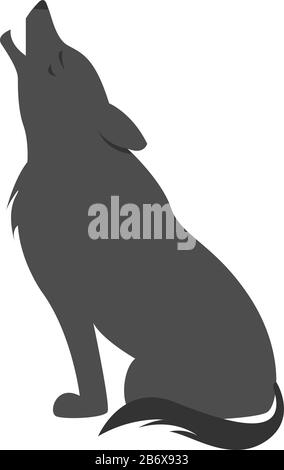 Lone wolf, illustration, vector on white background. Stock Vector