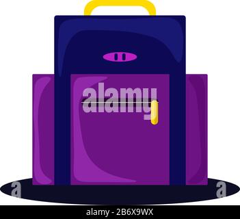 Purple school bag, illustration, vector on white background. Stock Vector