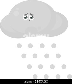 Snowing cloud, illustration, vector on white background. Stock Vector
