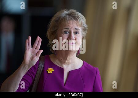 Edinburgh, UK. 12th Mar, 2020. Pictured: Roseanna Cunningham MSP - Cabinet Secretary for Environment, Climate Change and Land Reform. Scenes from First Ministers Questions at the Scottish Parliament on the first week of the trial of Former First Minister - Alex Salmond, and tensions aa running high at Holyrood. Credit: Colin Fisher/Alamy Live News Stock Photo