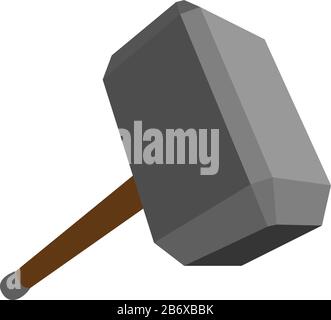 Thors hammer, illustration, vector on white background. Stock Vector