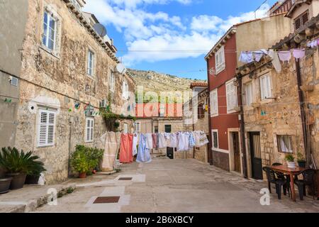 Street scene architecture in the historic Unesco heritage site city of Dobrovnik, Croatia Stock Photo