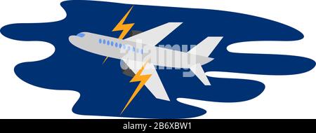 Flying plane, illustration, vector on white background. Stock Vector