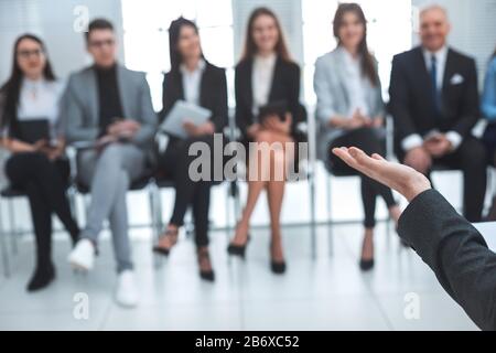 group of employees at a working meeting with the project Manager Stock Photo