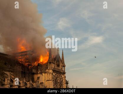 Norte-Dame Cathedral Fire Stock Photo