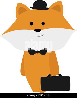 Businessman fox, illustration, vector on white background. Stock Vector