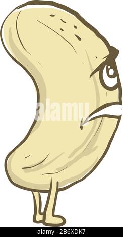 Sad nut, illustration, vector on white background. Stock Vector