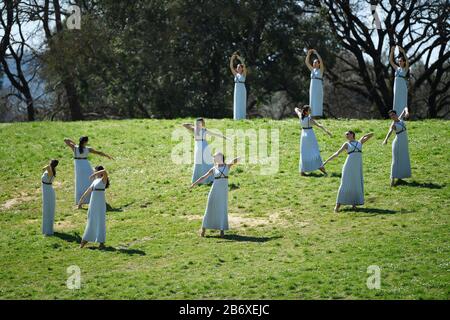 Olympia, Greece. 12th Mar 2020. March 12, 2020 : Olympic flame lighting ceremony for the 2020 Tokyo Olympic Games in Ancient Olympia, Greece. Credit: MATSUO.K/AFLO SPORT/Alamy Live News Stock Photo