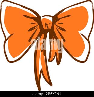 Orange bow, illustration, vector on white background. Stock Vector