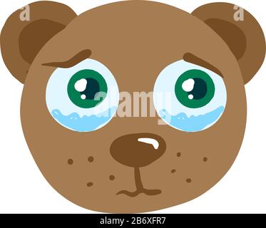 Crying bear, illustration, vector on white background. Stock Vector