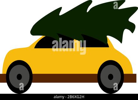 Yellow car, illustration, vector on white background. Stock Vector