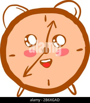 Cute happy clock, illustration, vector on white background. Stock Vector