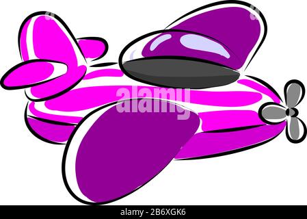Purple plane, illustration, vector on white background. Stock Vector