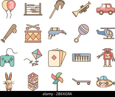 bundle of toys set icons Stock Vector
