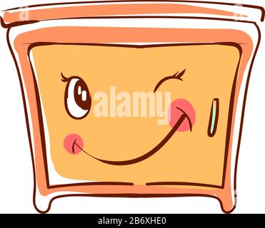 Happy bedside table, illustration, vector on white background. Stock Vector