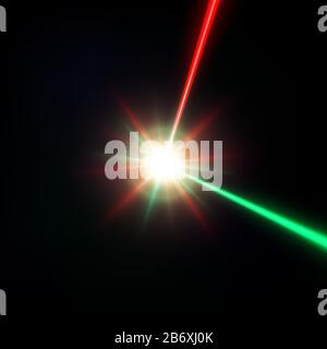red and green laser beam, vector illustration Stock Vector