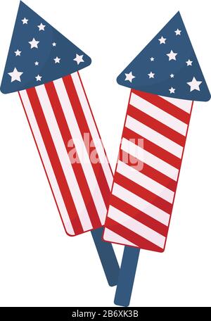 Firework rocket, illustration, vector on white background. Stock Vector
