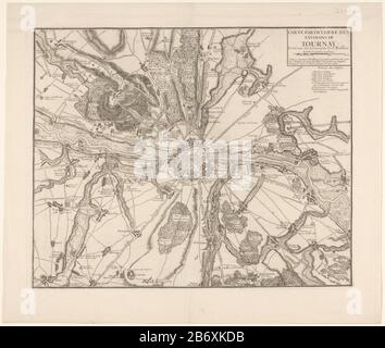 Kaart van de omgeving van Doornik Carte particuliere des environs de Tournay (titel op object) Map of the area of ​​Tournai. Right a box containing the title and scale bar: Echelle de quinze Cent Toises. Underneath a legend 1-8. Manufacturer : printmaker: anonymous cartographer: Gaspard Baillieu (listed building) publisher: Gaspard Baillieu (listed property) provider of privilege: Louis XIV (King of France) (listed building) Place manufacture: Paris Date: 1709 Material: paper Technique: etching / engra (printing process) Measurements: plate edge: h 419 mm × W 510 mm Subject: maps of citiesfort Stock Photo