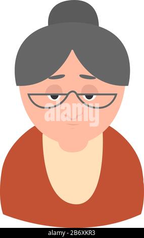 Granny with glasses, illustration, vector on white background. Stock Vector