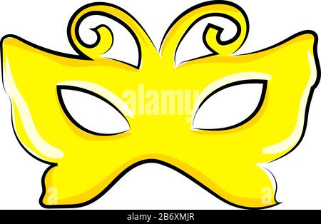 Yellow butterfly mask, illustration, vector on white background. Stock Vector
