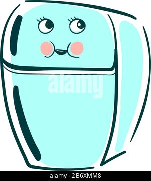 Cute refrigerator, illustration, vector on white background. Stock Vector