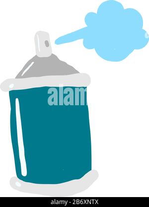 Blue spray can, illustration, vector on white background. Stock Vector