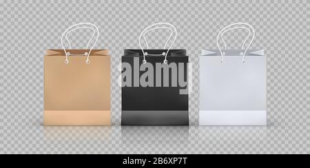 set of realistic shopping bag, vector illustration Stock Vector