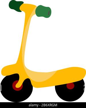 Yellow scooter, illustration, vector on white background. Stock Vector