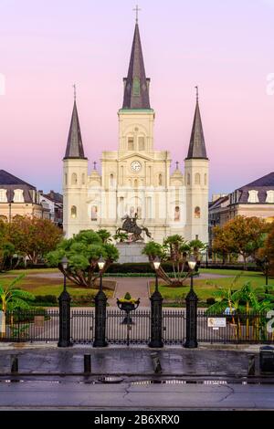 USA, Deep South, Louisiana, New Orleans, Jackson Square, St.Louis Cathedral,  National Historic Landmark , Stock Photo