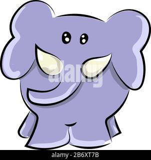 Purple elephant, illustration, vector on white background. Stock Vector