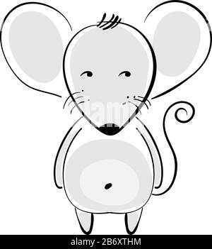 Fat mouse, illustration, vector on white background. Stock Vector
