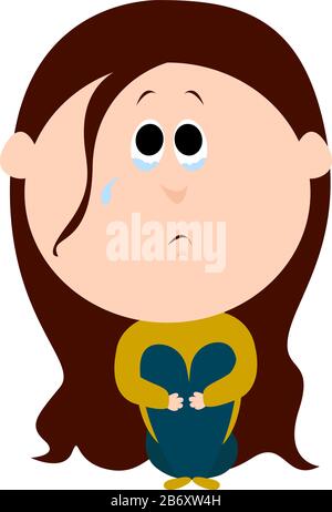 Lonely girl, illustration, vector on white background. Stock Vector