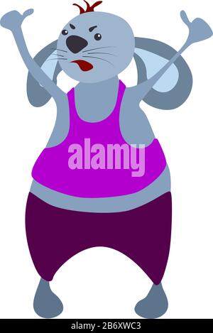 Fat mouse, illustration, vector on white background. Stock Vector