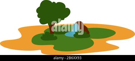 Desert oasis, illustration, vector on white background. Stock Vector